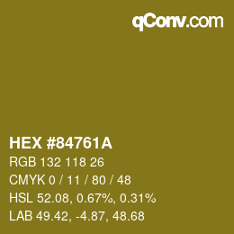 Color code: HEX #84761A | qconv.com