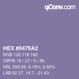 Color code: HEX #8476A2 | qconv.com