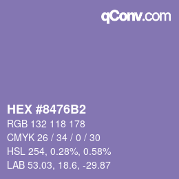 Farbcode: HEX #8476B2 | qconv.com