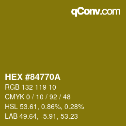 Color code: HEX #84770A | qconv.com