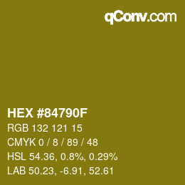 カラーコード: HEX #84790F | qconv.com