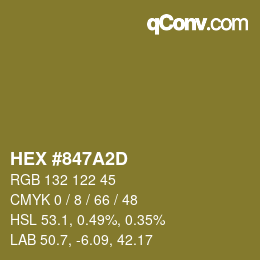 Color code: HEX #847A2D | qconv.com