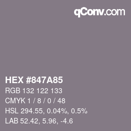 颜色代码: HEX #847A85 | qconv.com