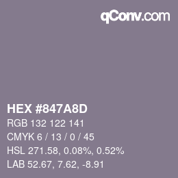 颜色代码: HEX #847A8D | qconv.com