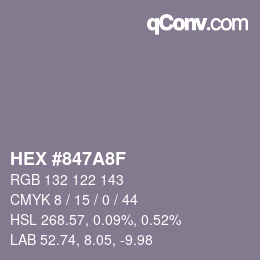 颜色代码: HEX #847A8F | qconv.com