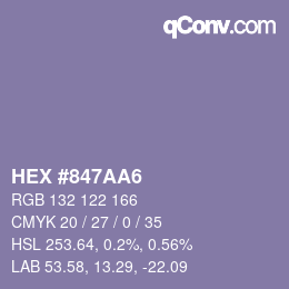 カラーコード: HEX #847AA6 | qconv.com