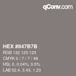 颜色代码: HEX #847B7B | qconv.com