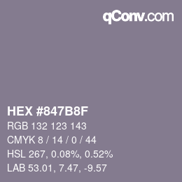 颜色代码: HEX #847B8F | qconv.com