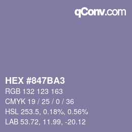 颜色代码: HEX #847BA3 | qconv.com