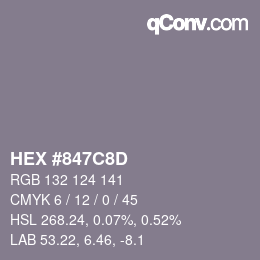 カラーコード: HEX #847C8D | qconv.com