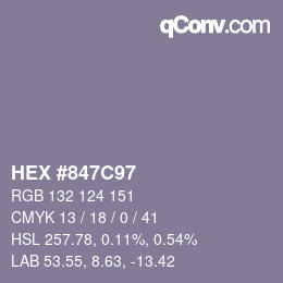 颜色代码: HEX #847C97 | qconv.com