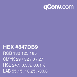 カラーコード: HEX #847DB9 | qconv.com