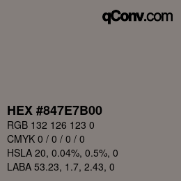 Color code: HEX #847E7B00 | qconv.com