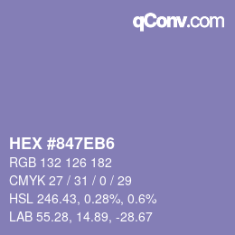 Color code: HEX #847EB6 | qconv.com