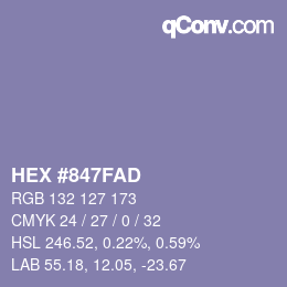 Código de color: HEX #847FAD | qconv.com