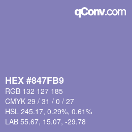 Color code: HEX #847FB9 | qconv.com