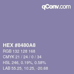 Farbcode: HEX #8480A8 | qconv.com