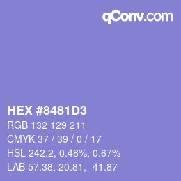颜色代码: HEX #8481D3 | qconv.com