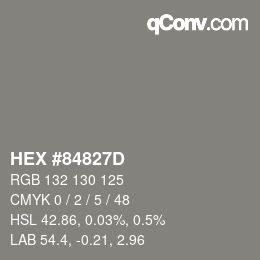 颜色代码: HEX #84827D | qconv.com