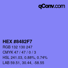 Color code: HEX #8482F7 | qconv.com