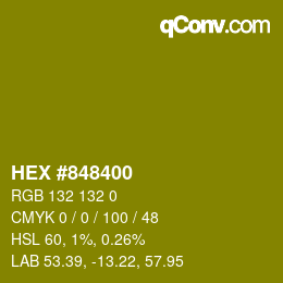 カラーコード: HEX #848400 | qconv.com