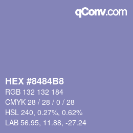 颜色代码: HEX #8484B8 | qconv.com