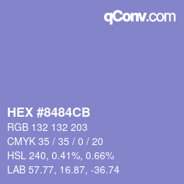 Color code: HEX #8484CB | qconv.com