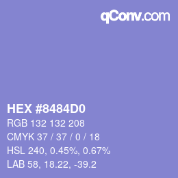 Color code: HEX #8484D0 | qconv.com