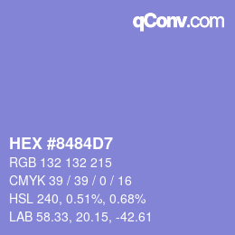 Farbcode: HEX #8484D7 | qconv.com