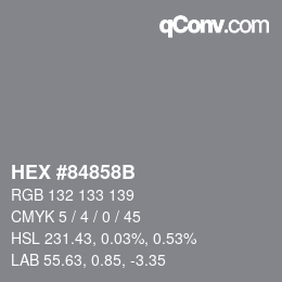 Color code: HEX #84858B | qconv.com