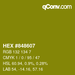 Farbcode: HEX #848607 | qconv.com