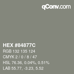 Color code: HEX #84877C | qconv.com