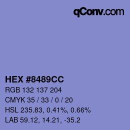 カラーコード: HEX #8489CC | qconv.com