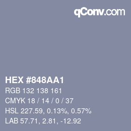 Farbcode: HEX #848AA1 | qconv.com