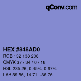 カラーコード: HEX #848AD0 | qconv.com