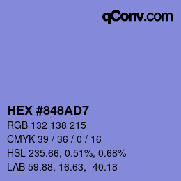 カラーコード: HEX #848AD7 | qconv.com