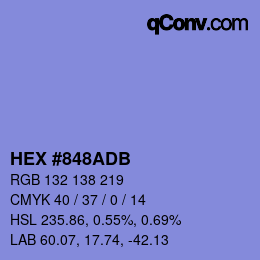 Color code: HEX #848ADB | qconv.com