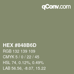 Color code: HEX #848B6D | qconv.com