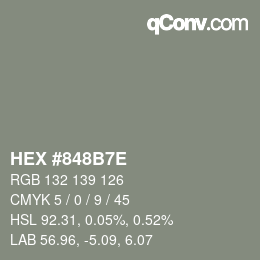 Color code: HEX #848B7E | qconv.com