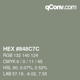 Color code: HEX #848C7C | qconv.com