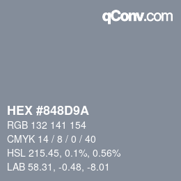 Color code: HEX #848D9A | qconv.com