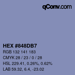 カラーコード: HEX #848DB7 | qconv.com