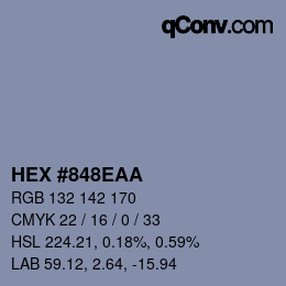 Farbcode: HEX #848EAA | qconv.com