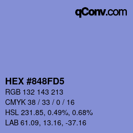 カラーコード: HEX #848FD5 | qconv.com