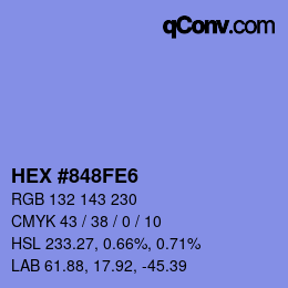 カラーコード: HEX #848FE6 | qconv.com