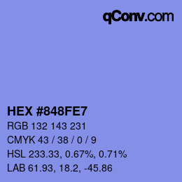 Color code: HEX #848FE7 | qconv.com
