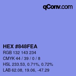 Color code: HEX #848FEA | qconv.com