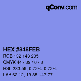 Color code: HEX #848FEB | qconv.com