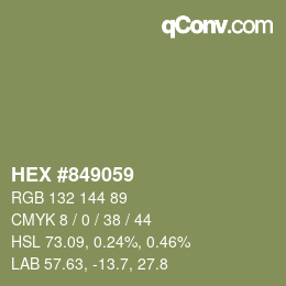 Código de color: HEX #849059 | qconv.com