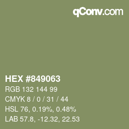 Color code: HEX #849063 | qconv.com